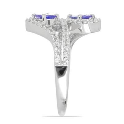BUY STERLING SILVER NATURAL TANZANITE GEMSTONE STYLISH RING